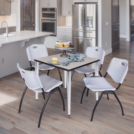 Regency Kahlo Square Table & Chair Sets, 30 W, 30 L, 29 H, Wood, Metal, Plastic Top, Maple TPL3030PLCM47GY